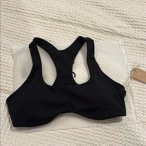 Black Performance Sports Bra with Racerback Design